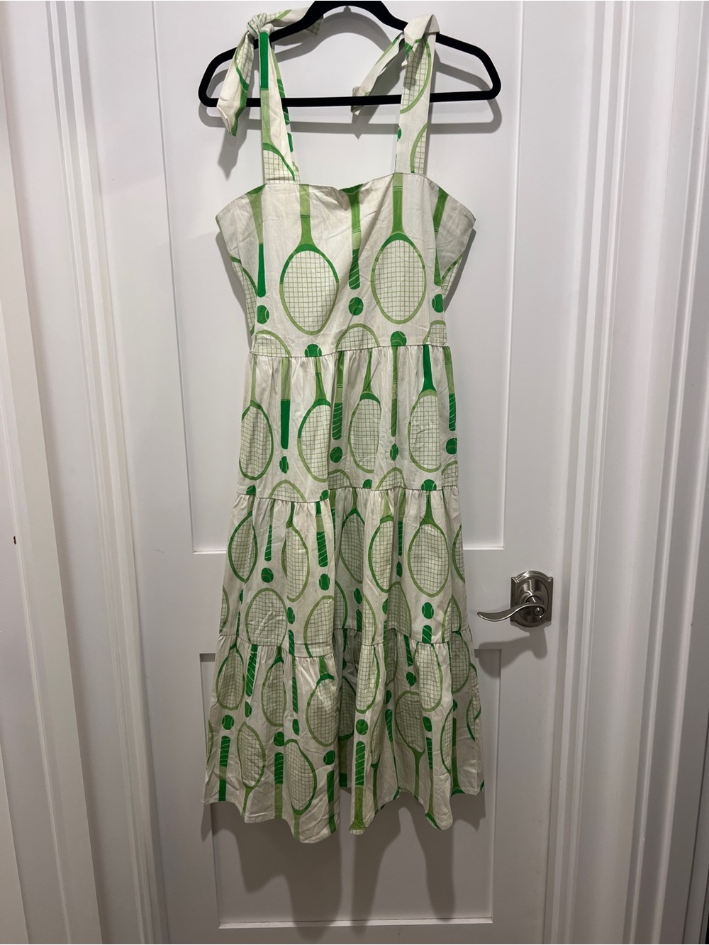 Holly Shae Green Tennis-Print Tie-Shoulder Graysen Midi Dress